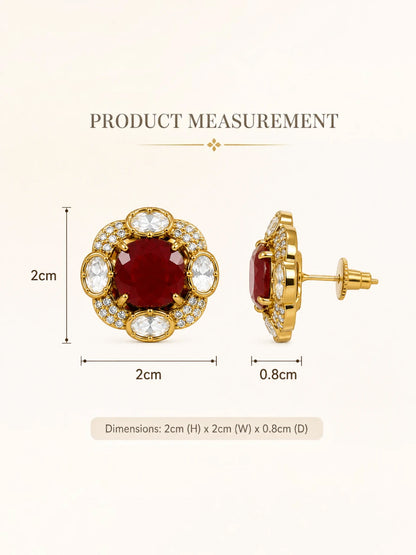 Ruby Red Stone Aura Studs