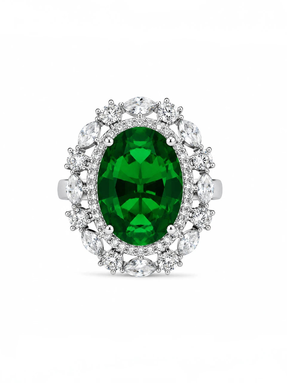 Emerald Green Aura Halo Ring