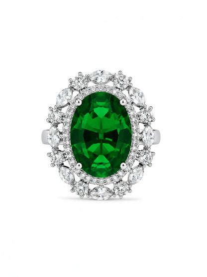 Emerald Green Aura Halo Ring