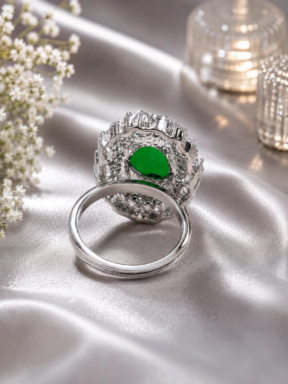 Emerald Green Aura Halo Ring