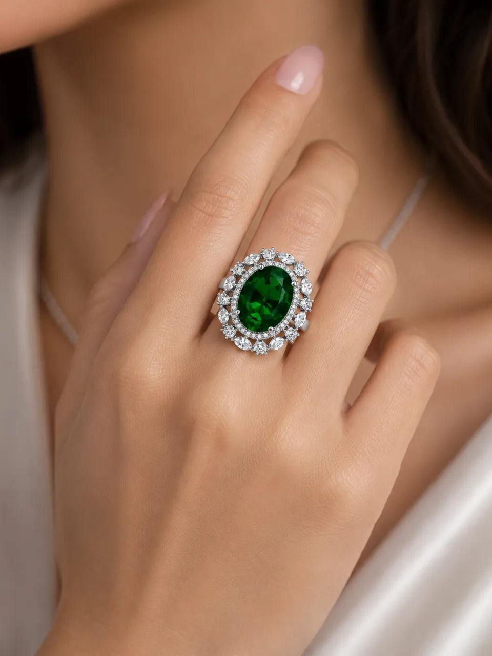 Emerald Green Aura Halo Ring