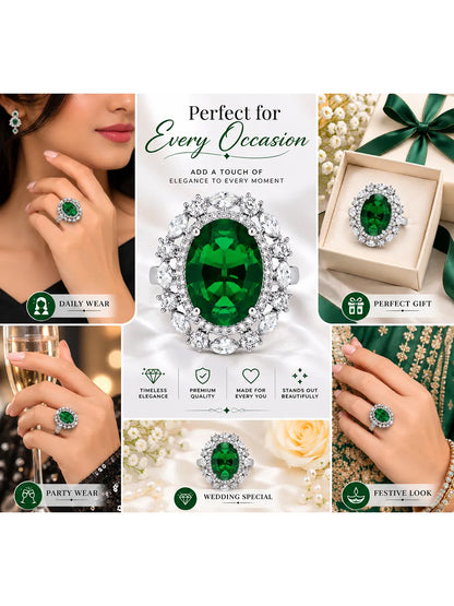 Emerald Green Aura Halo Ring