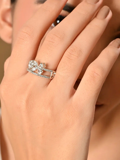 Sparkling Silver Royal Butterfly Ring