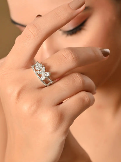 Sparkling Silver Royal Butterfly Ring
