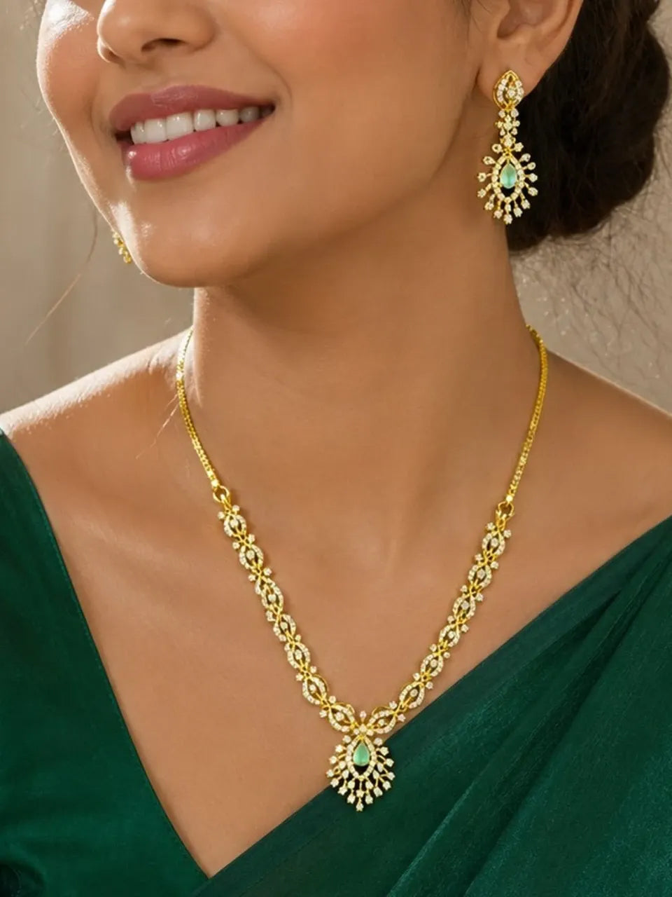 Emerald Blossom Necklace Set