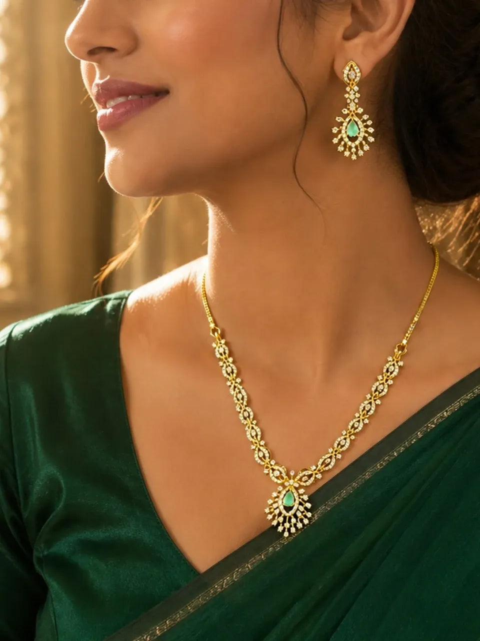 Emerald Blossom Necklace Set