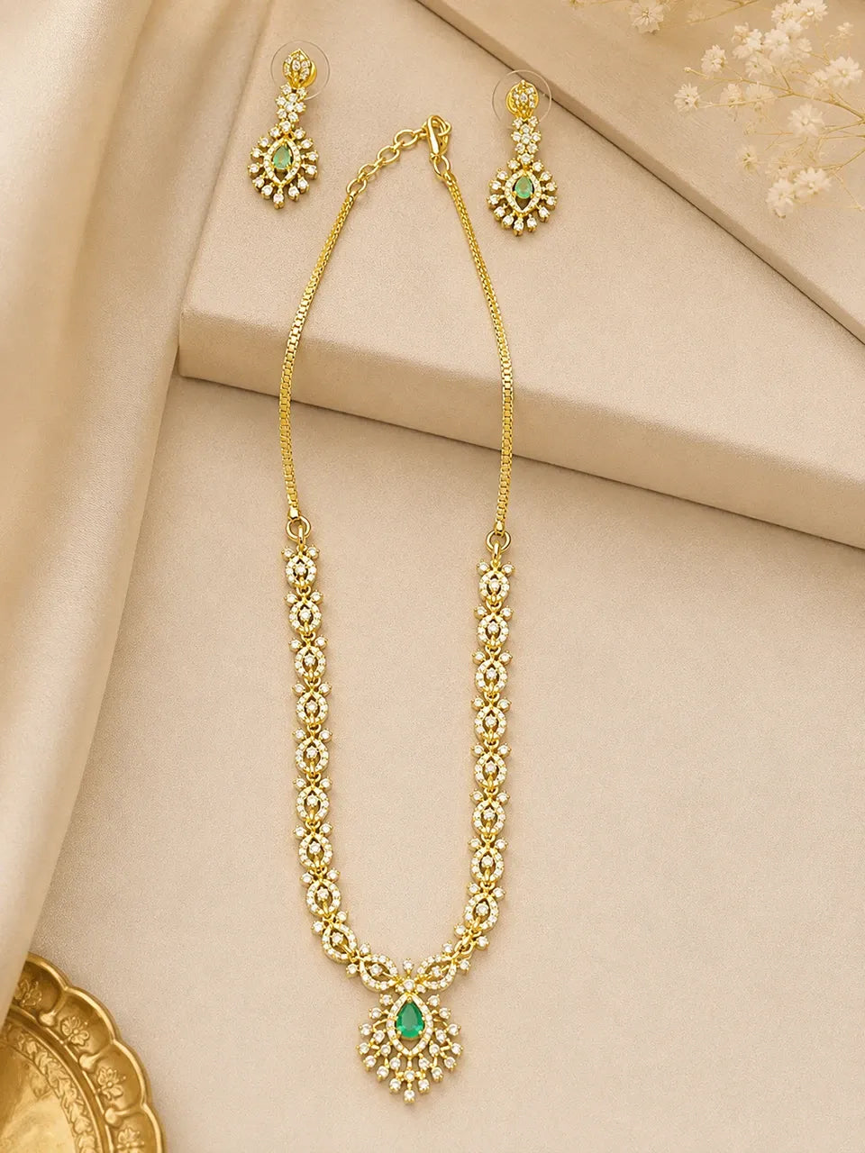 Emerald Blossom Necklace Set