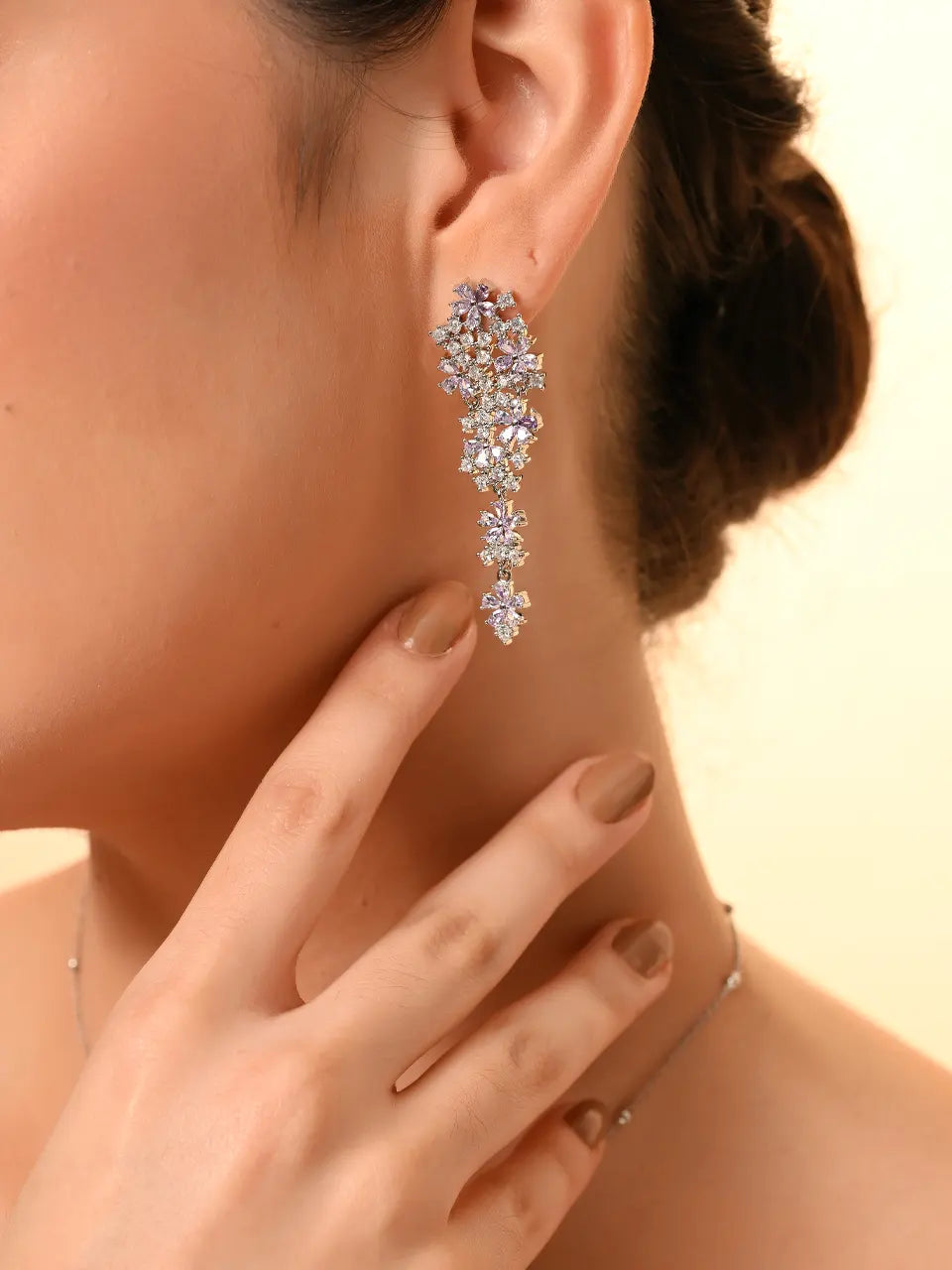 Crystal Cascade Silver Set
