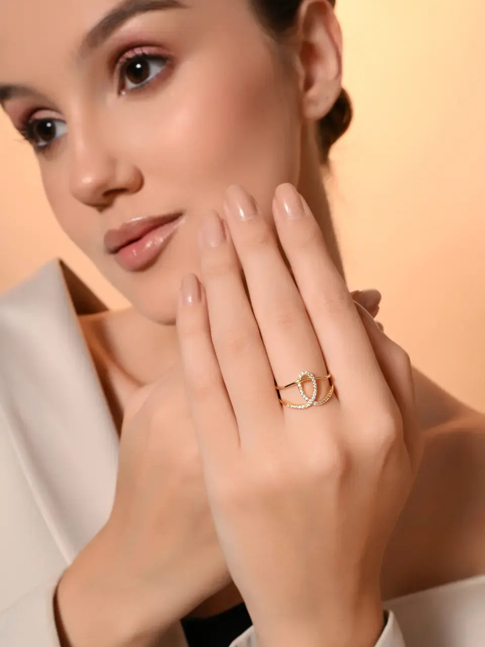 Golden Infinity Loop Ring