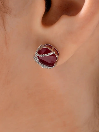 Crimson Charm Heart Pendant Set