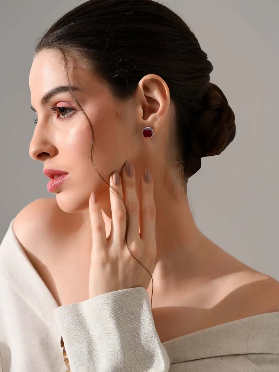 Crimson Luxe Square Studs