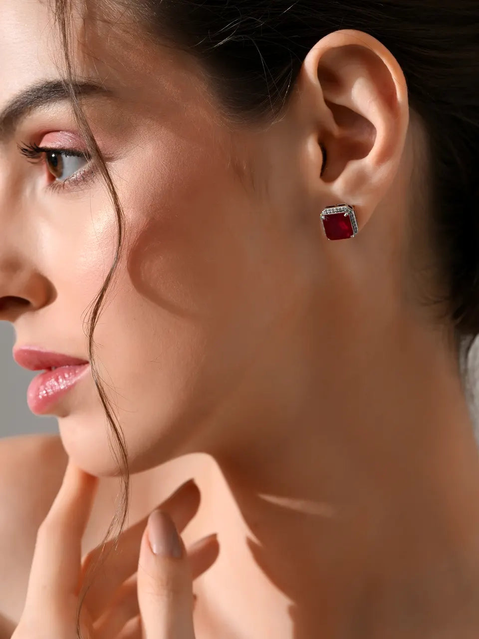Crimson Luxe Square Studs