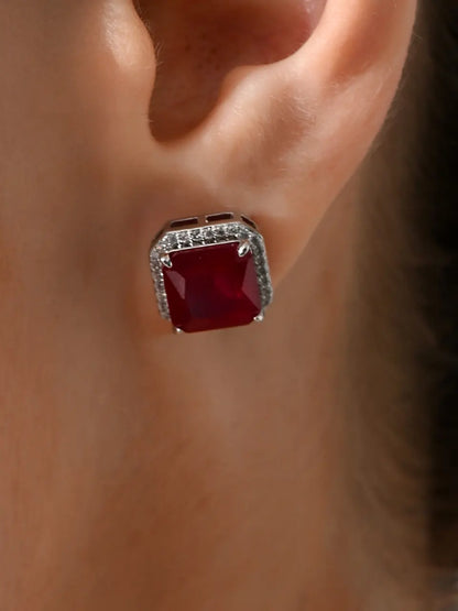Crimson Luxe Square Studs