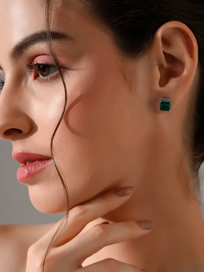 Emerald Majesty Square Studs
