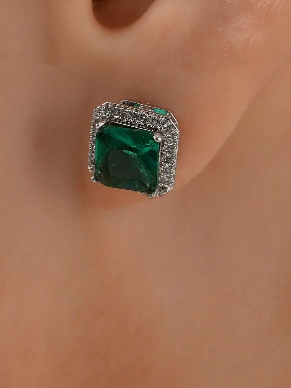 Emerald Majesty Square Studs