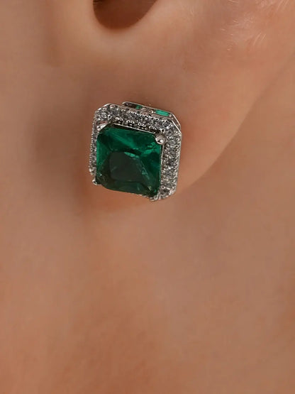 Emerald Majesty Square Studs