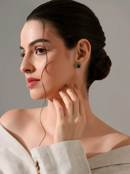 Emerald Majesty Square Studs