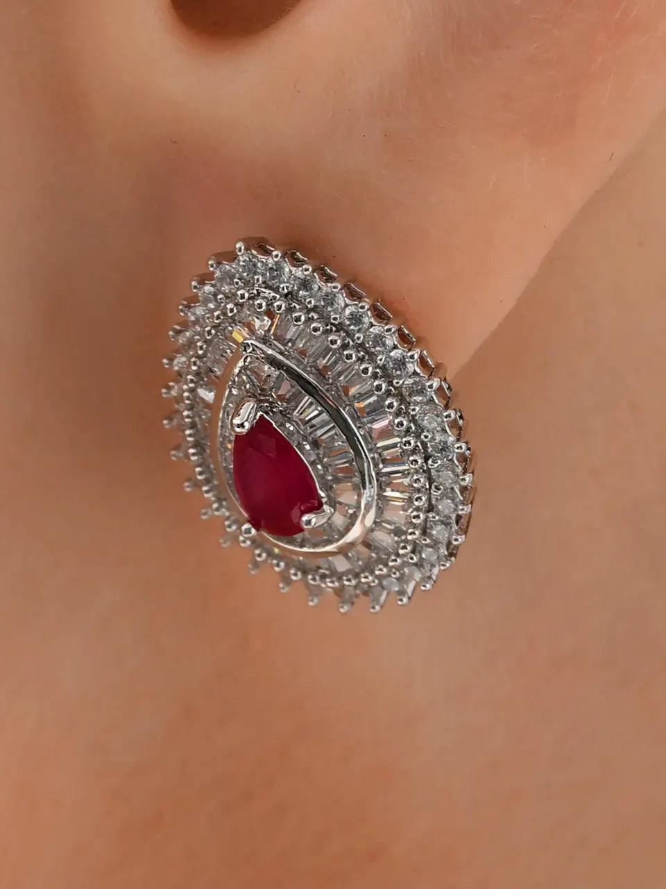 Ruby Radiance Teardrop Studs