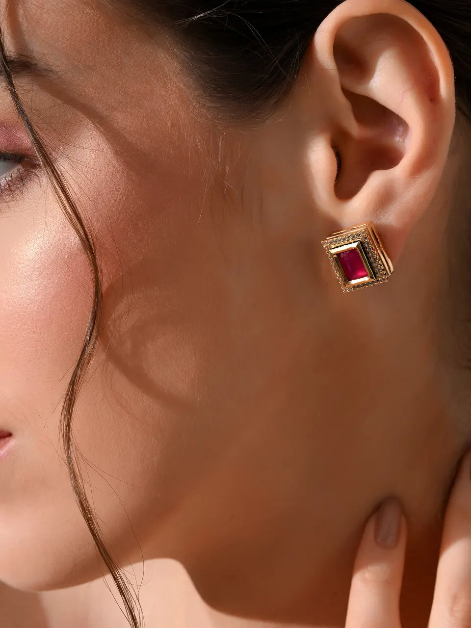 Crimson Royale Square Earrings