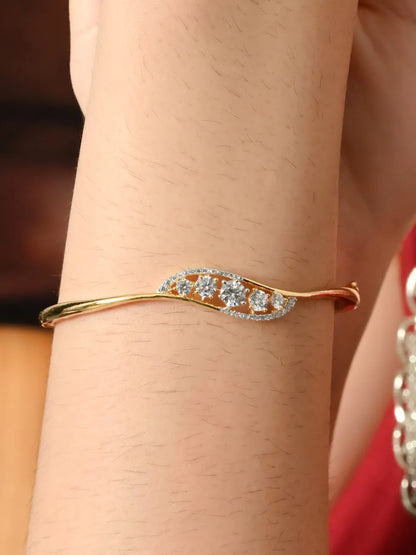 Elegant Golden Sparkle Leaf Bangle