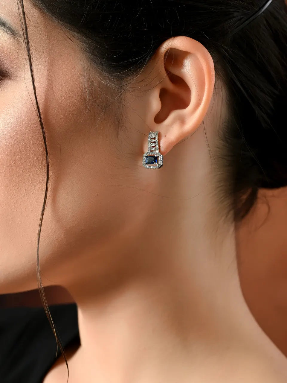 Midnight Blue Sparkling Drop Earrings