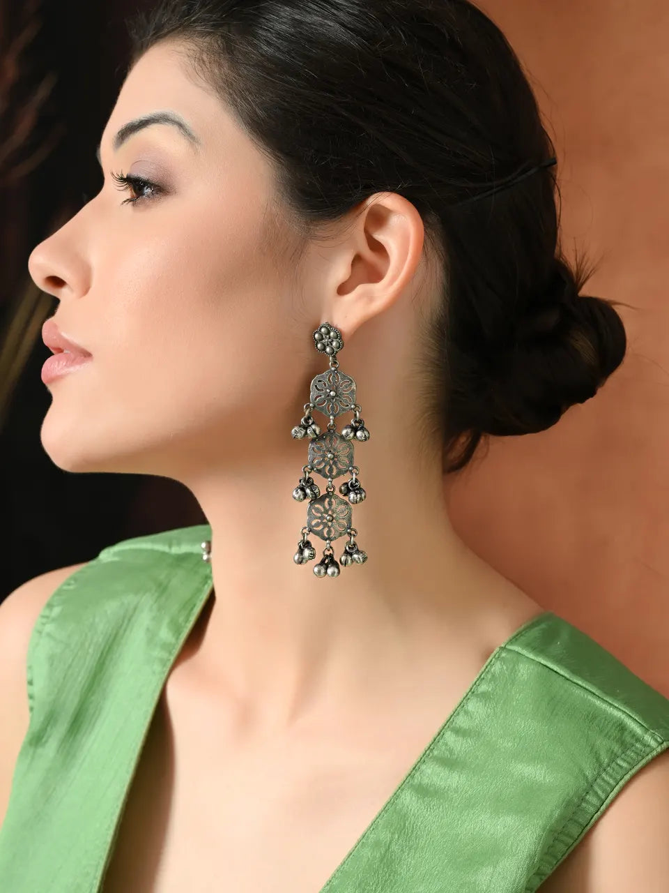 Antique Silver Royal Dangle Earrings