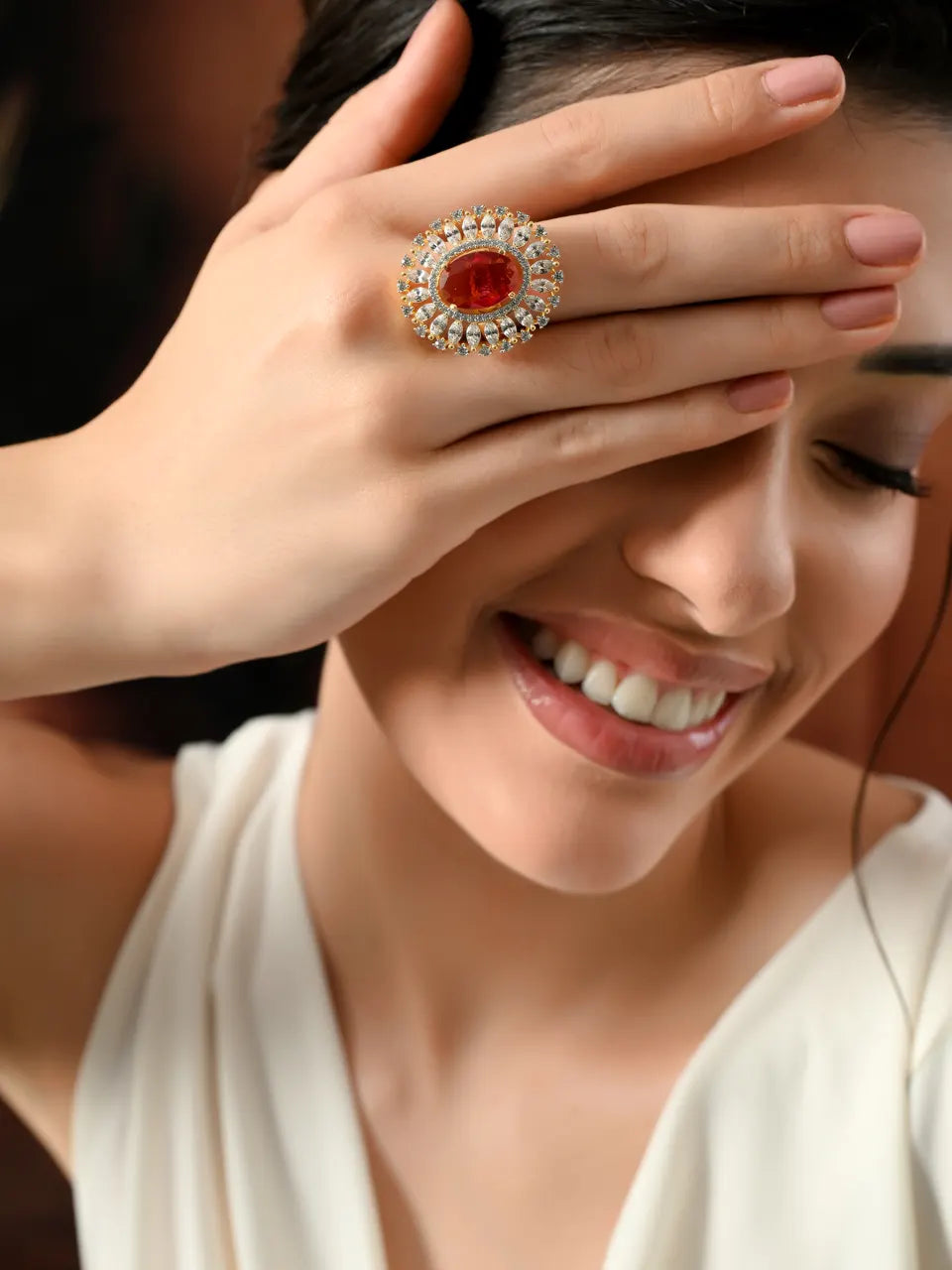 Royal Crimson Elegance Halo Ring