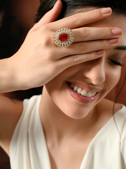 Royal Crimson Elegance Halo Ring