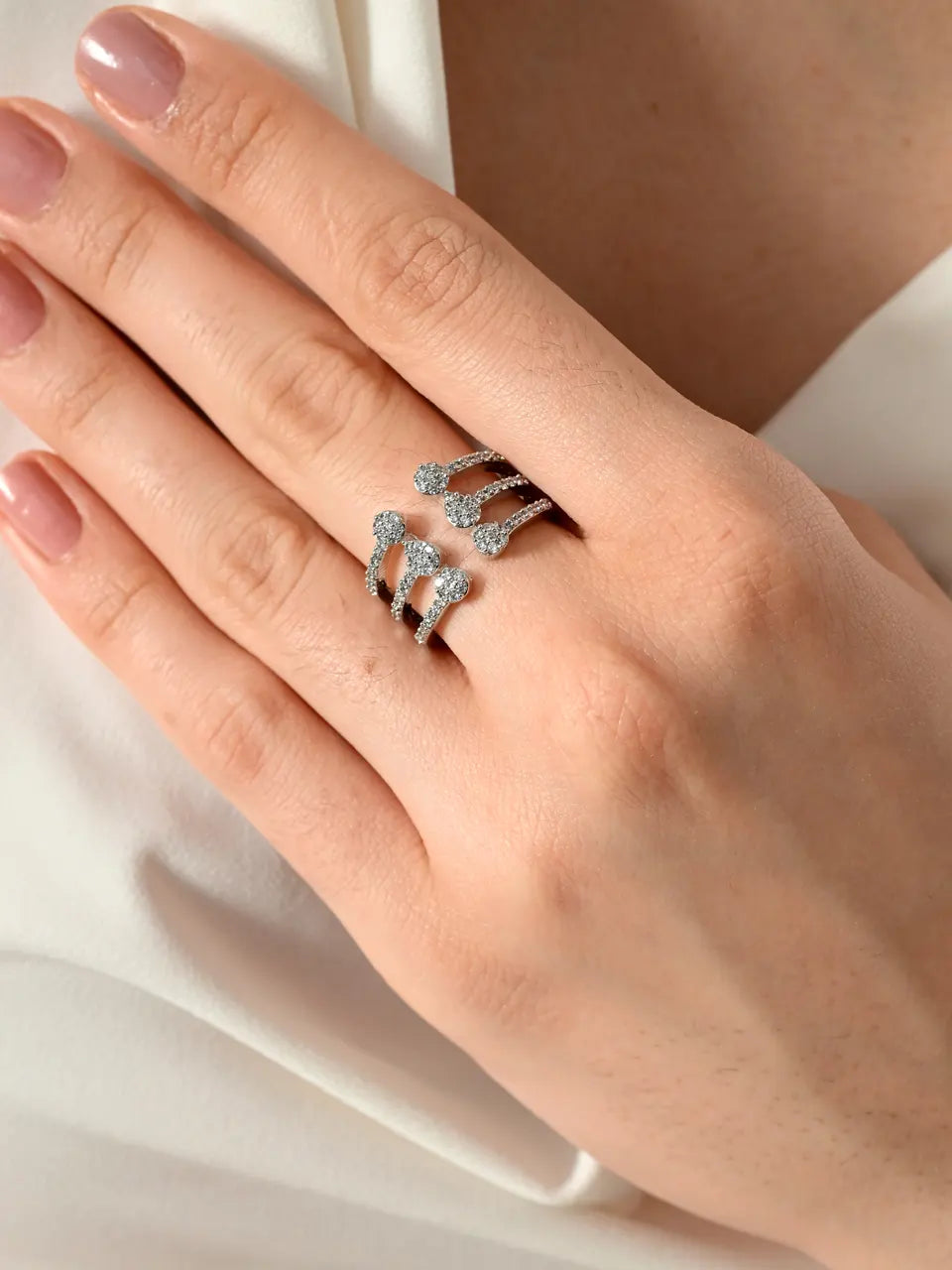 Sparkling Silver Elegance Wrap Ring