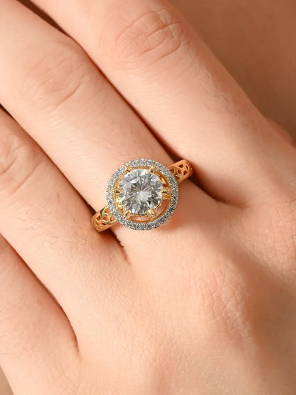 Radiant Sparkle Solitaire Gold Ring