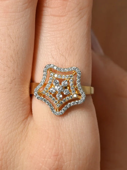 Elegant Starburst Sparkling Silver Ring