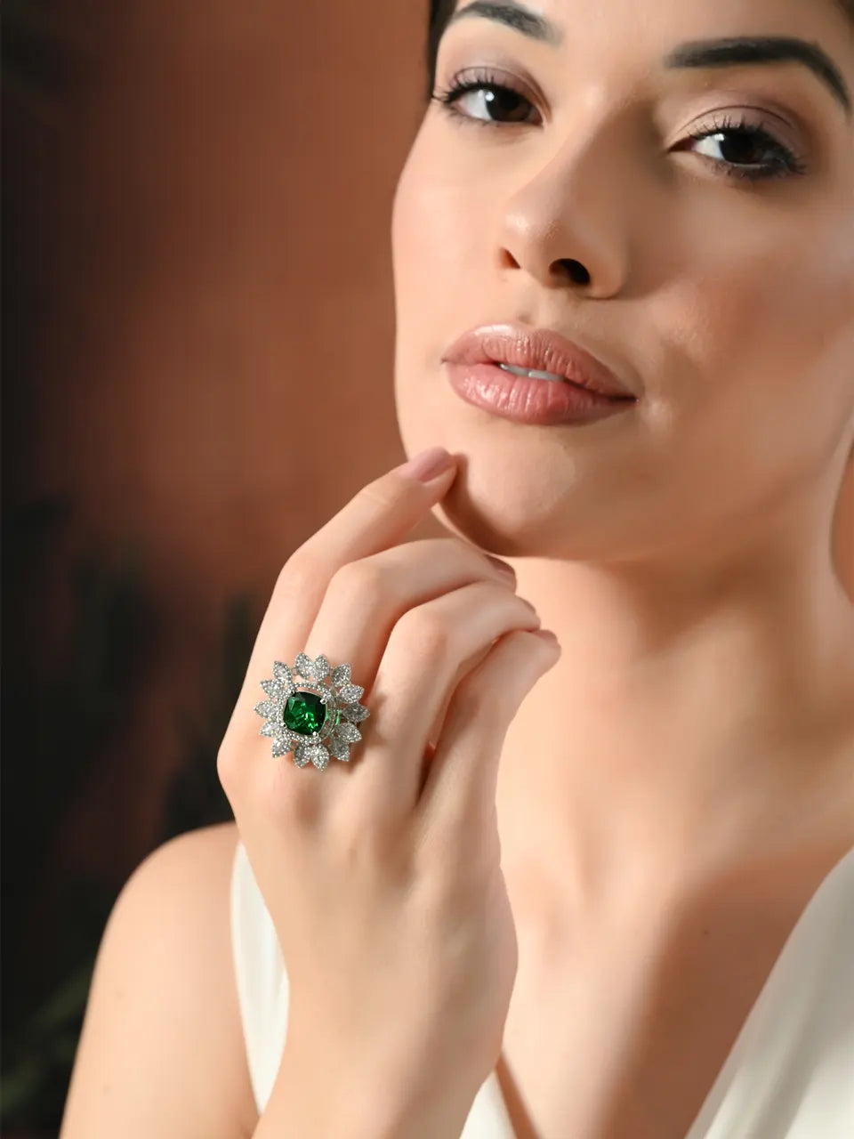 Emerald Radiance Blossom Ring