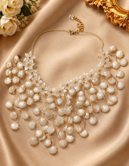 Pearl Blossom Cascade Statement Necklace