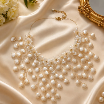 Pearl Blossom Cascade Statement Necklace