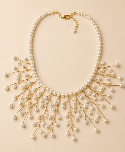 Pearl Vine Cascade Statement Necklace