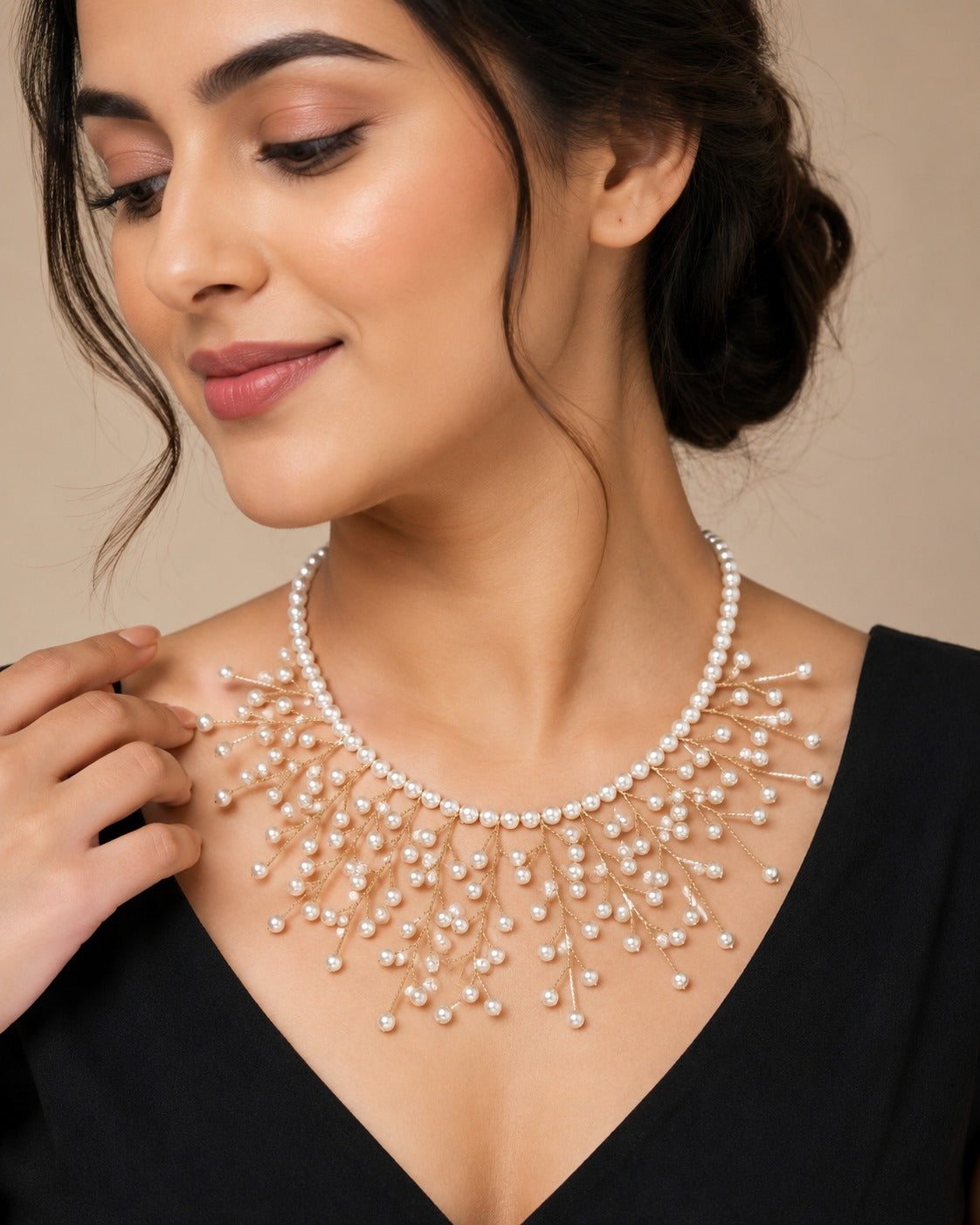 Pearl Vine Cascade Statement Necklace