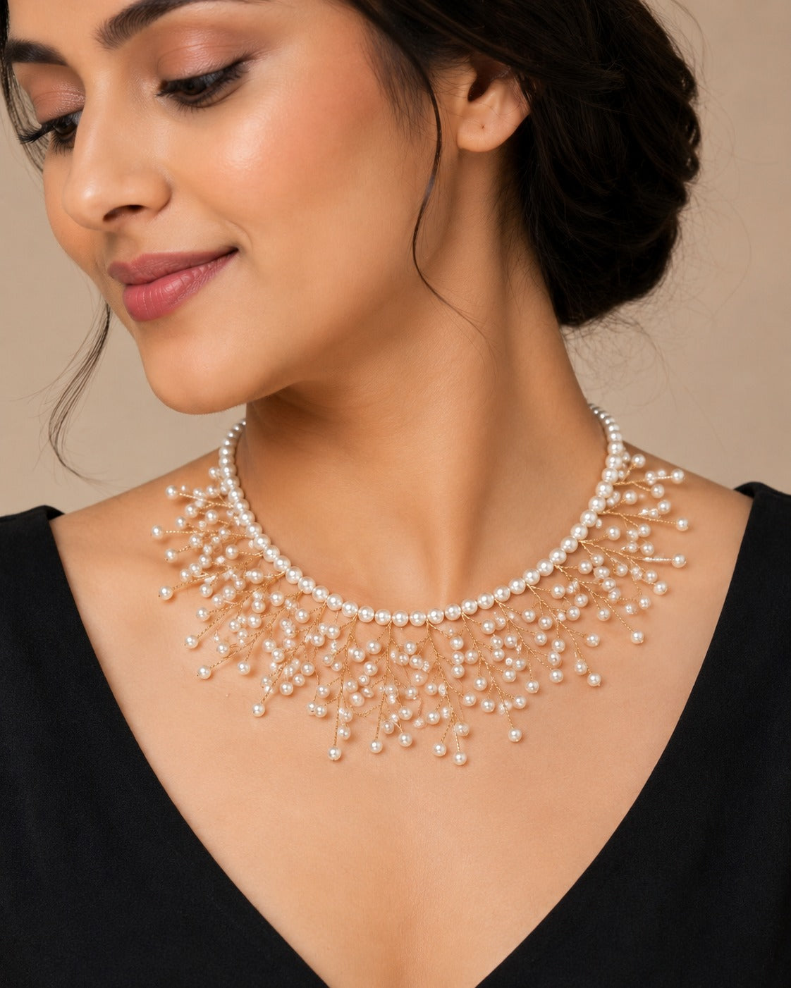 Pearl Vine Cascade Statement Necklace
