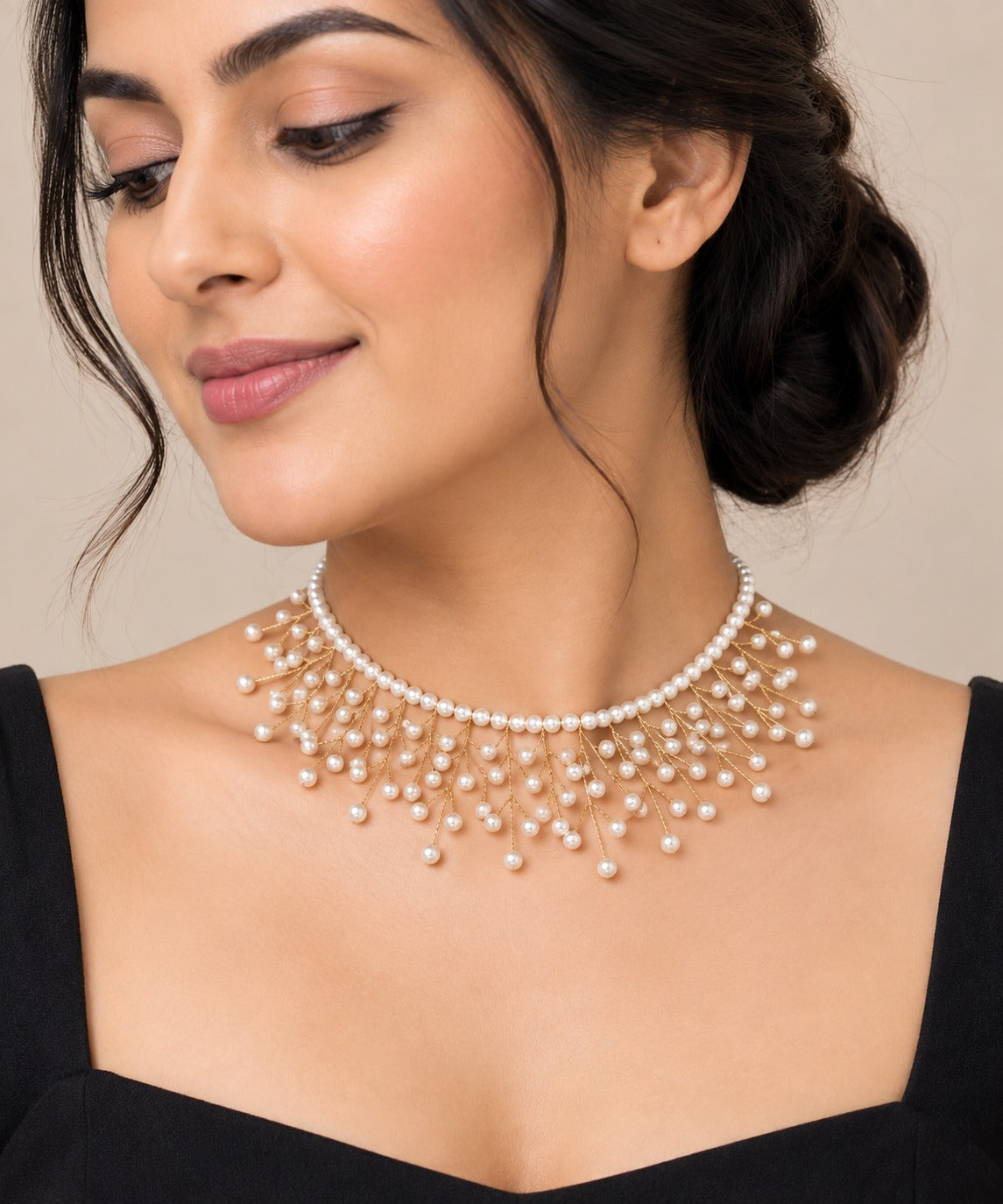 Pearl Vine Cascade Statement Necklace