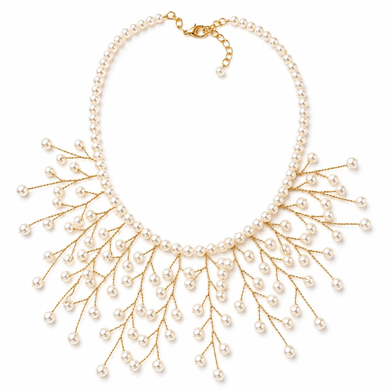 Pearl Vine Cascade Statement Necklace