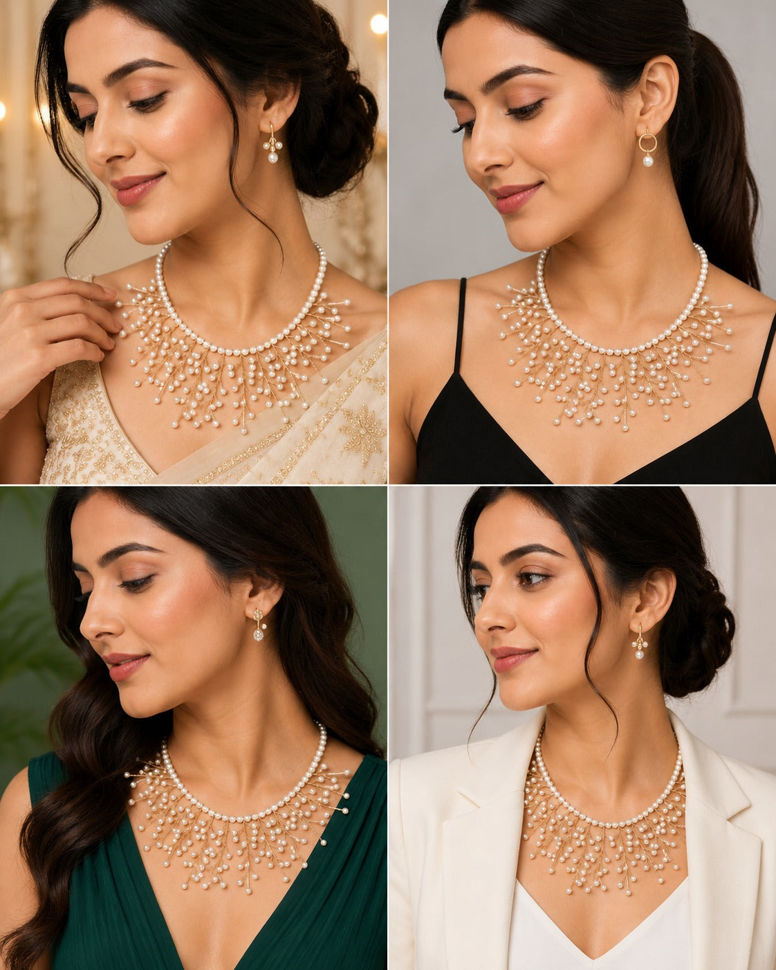 Pearl Vine Cascade Statement Necklace