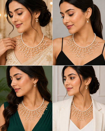 Pearl Vine Cascade Statement Necklace