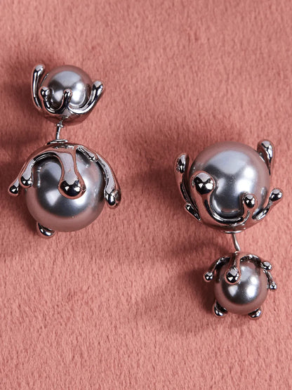 Elegant Grey Pearl Earrings