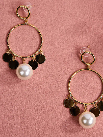 Golden Chaand Baali with Akoya Pearls