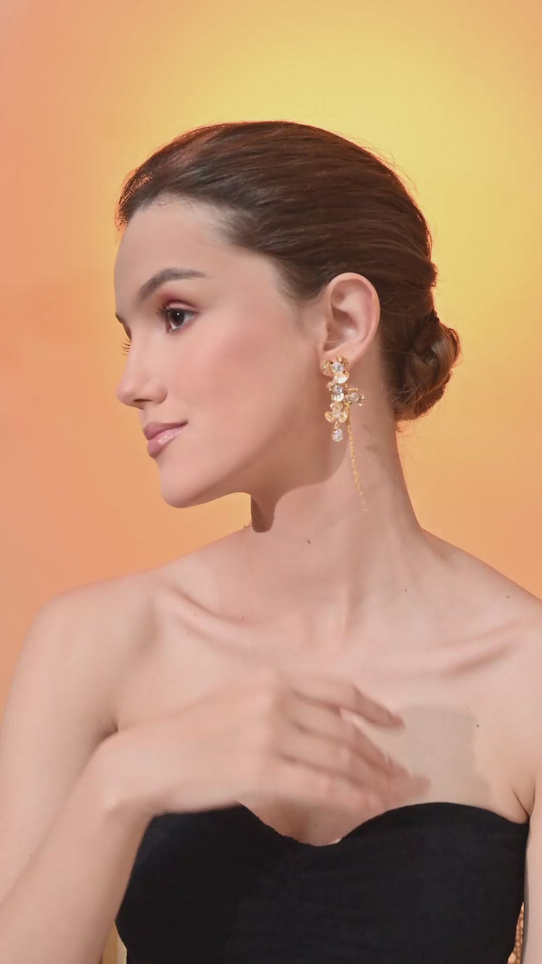 Golden Crystal Cascade Earrings