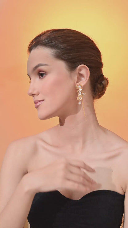 Golden Crystal Cascade Earrings