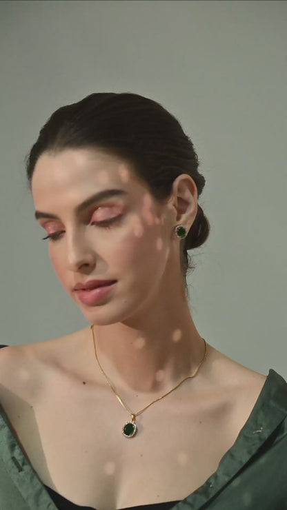 Emerald Elegance Gold-Plated Jewelry Set