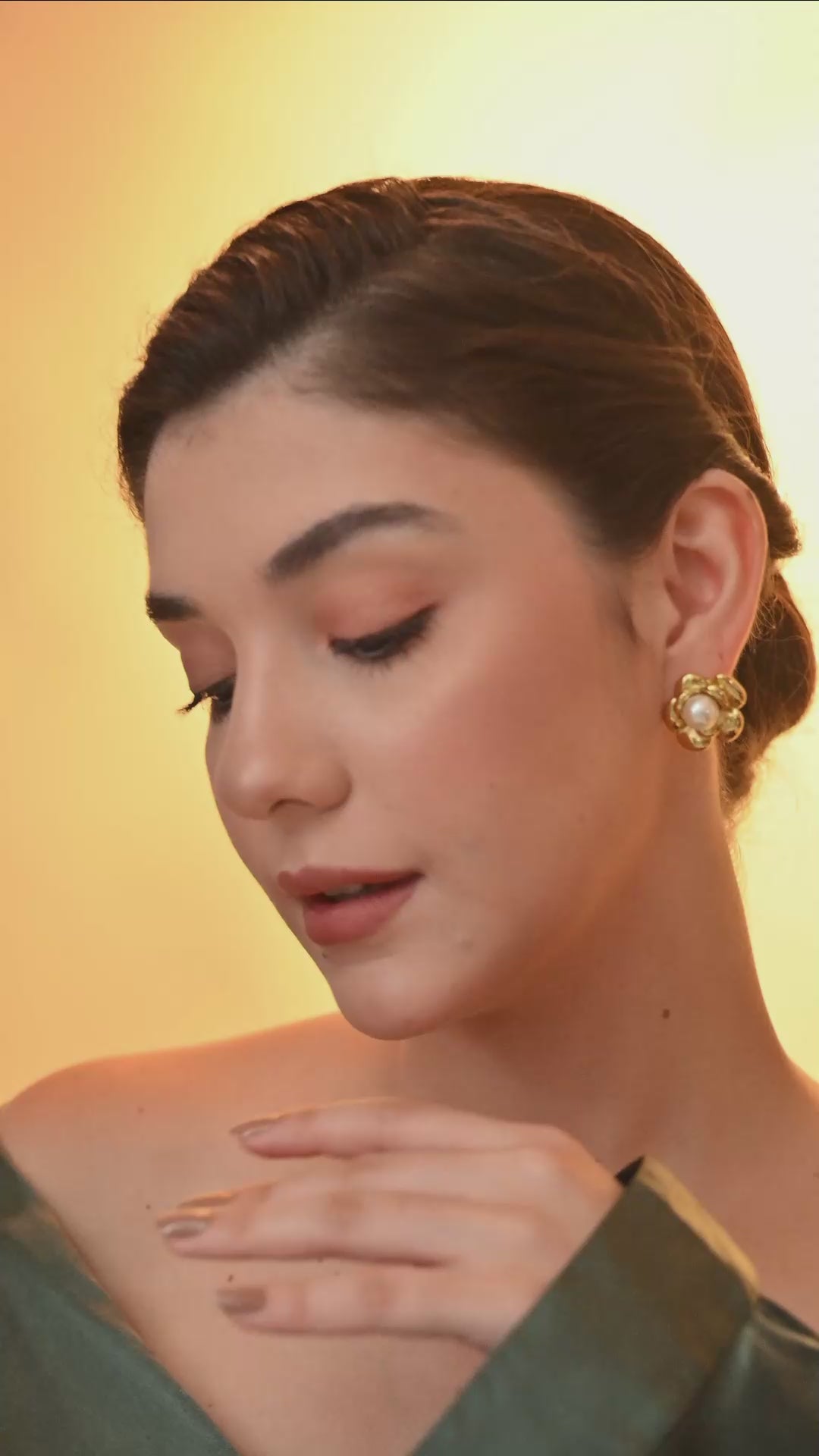 Golden Bloom Pearl Studs