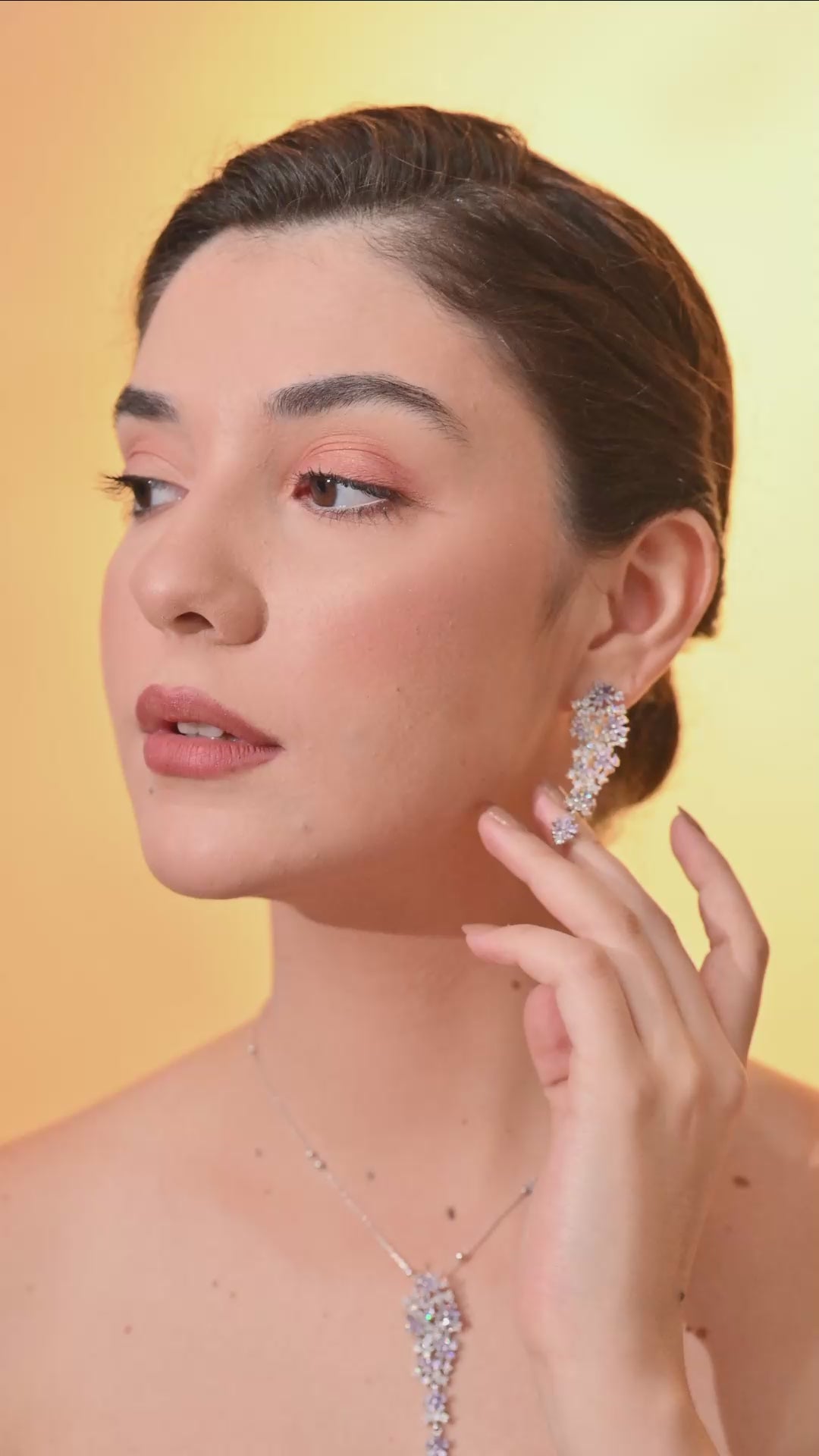 Crystal Cascade Silver Set