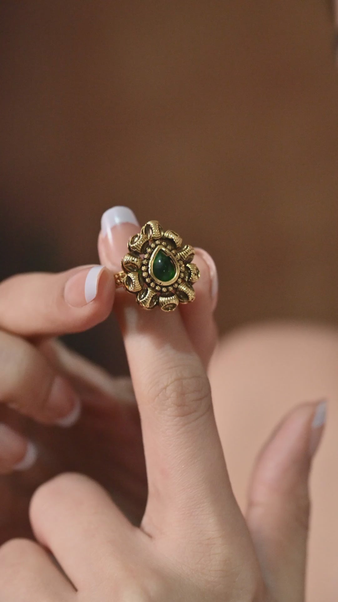 Emerald Petal Grace Ring