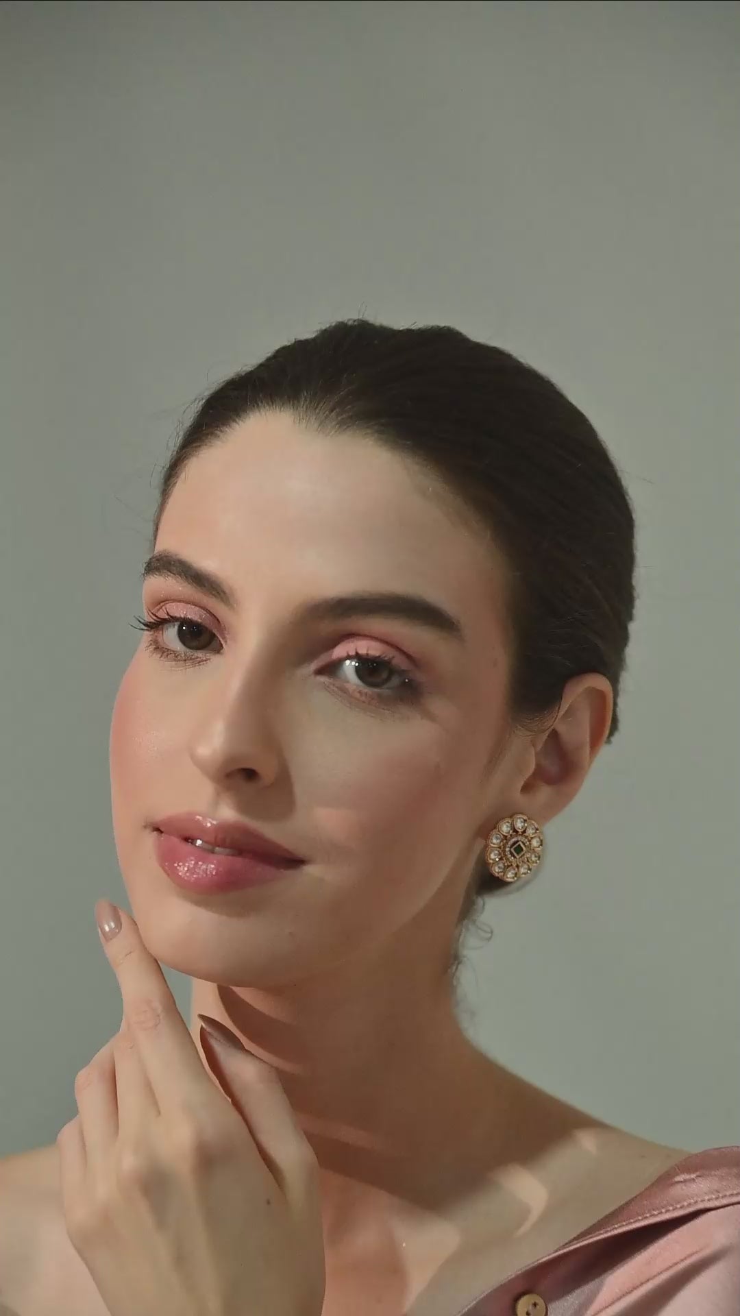 Emerald Bloom Kundan Stud Earrings